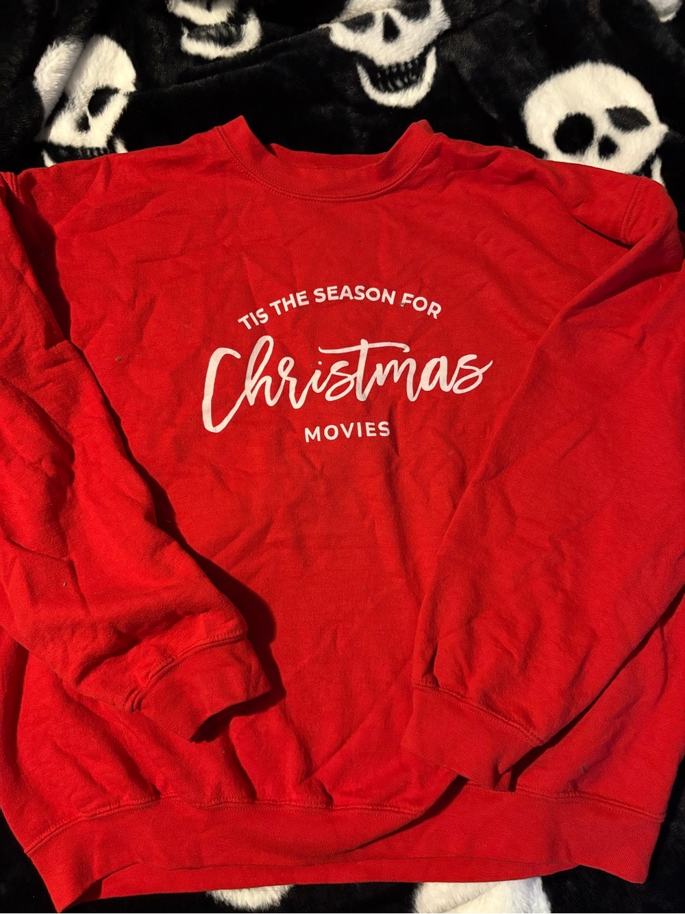 Women's Red Crewneck Sweatshirt - 'Tis the Season for Christmas Movies